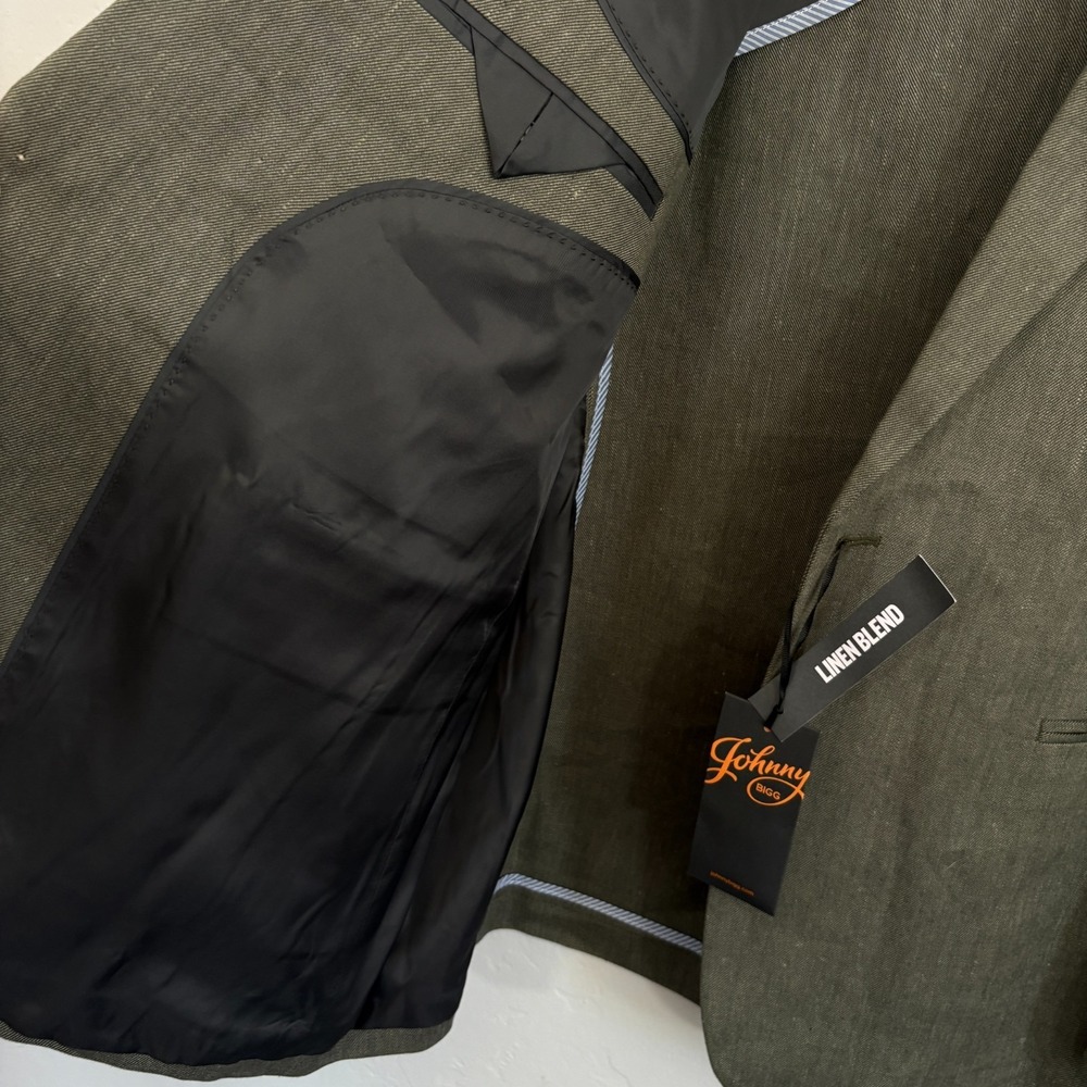 Johnny Bigg Jacob Linen Blend Blazer Sport Coat Men Size 48 Green 2 Button New - Picture 6 of 15